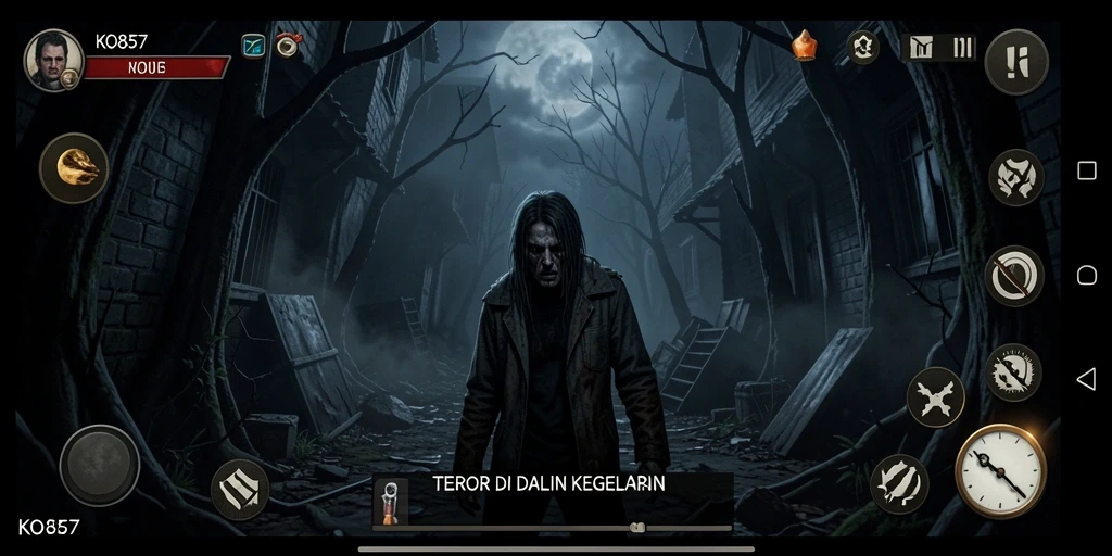 Tampilan gameplay KO857 yang menegangkan dan mencekam.