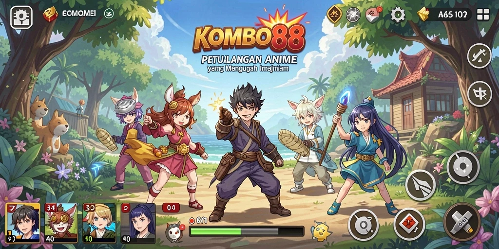 Tampilan gameplay seru dengan karakter anime yang unik.