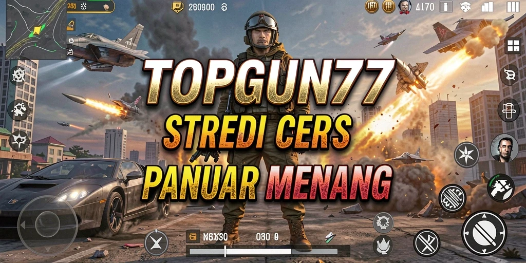 Tampilan gameplay seru dari TOPGUN77 di medan perang strategi.
