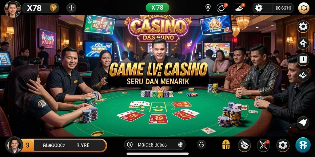 Menampilkan dealer live di X78 saat bermain. Pengalaman kasino nyata.